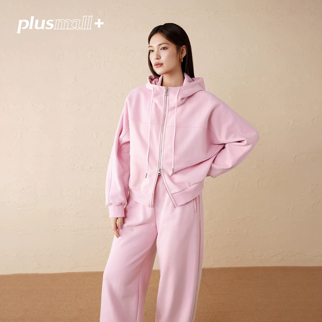 【折扣款】PLUSMALL 初冬蜜桃派 加绒保暖运动裤套装PAC2411116AB