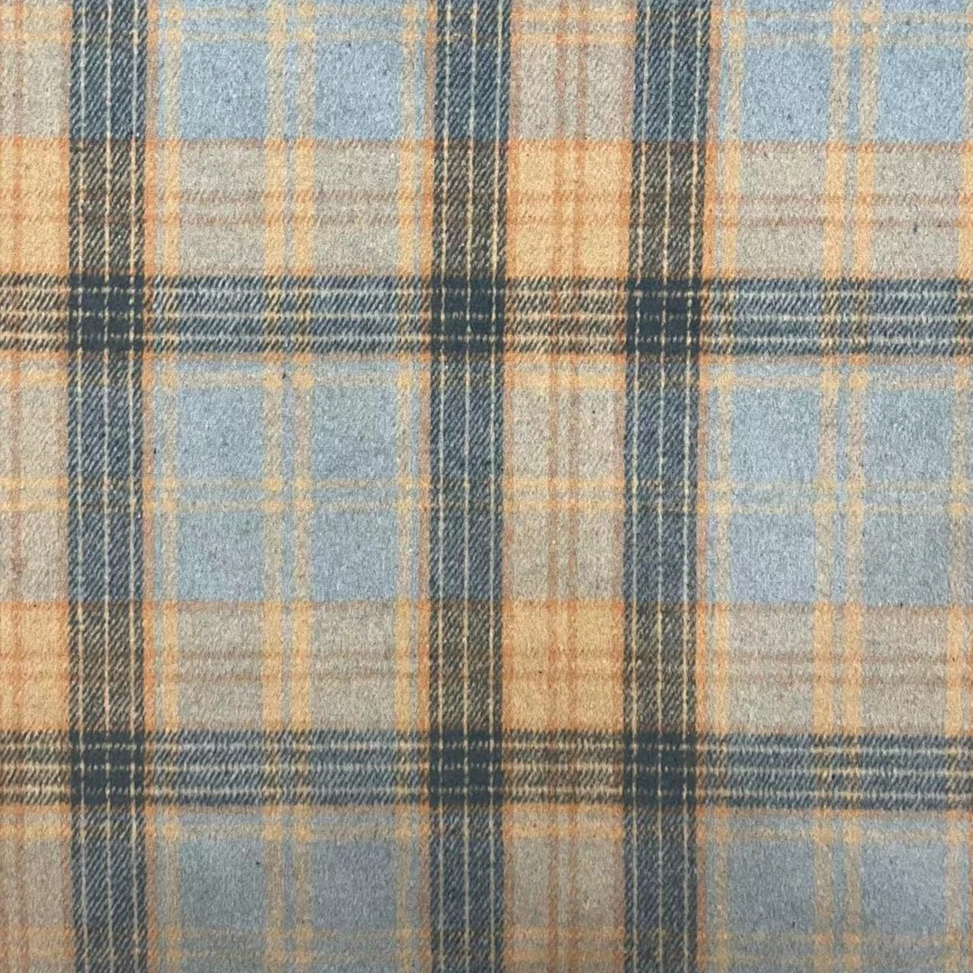 蓝底格子单面羊毛呢冬季面料（不支持7天无理由）