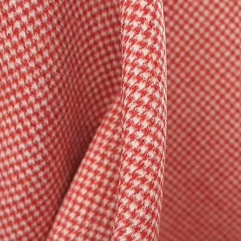 红色千鸟格双面羊毛呢冬季面料（不支持7天无理由）