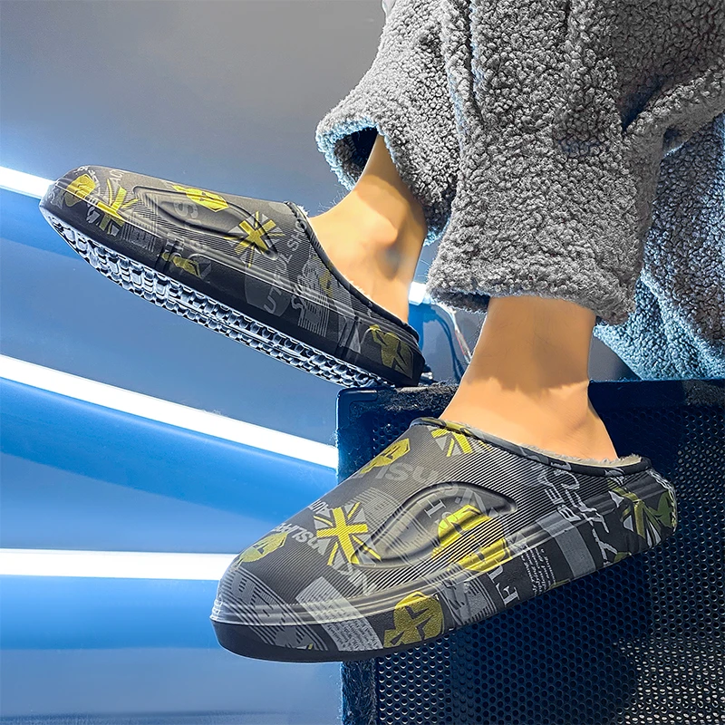 男士冬季2024新款室内居家保暖防寒加绒加厚踩屎感东北大码棉拖鞋