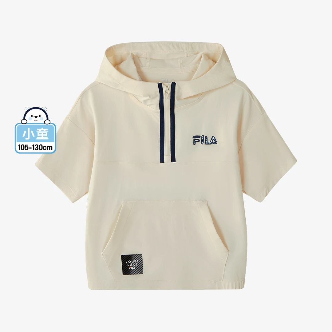 【时尚吸湿】FILA斐乐儿童夏季中小童运动宽松连帽百搭短袖T恤童装