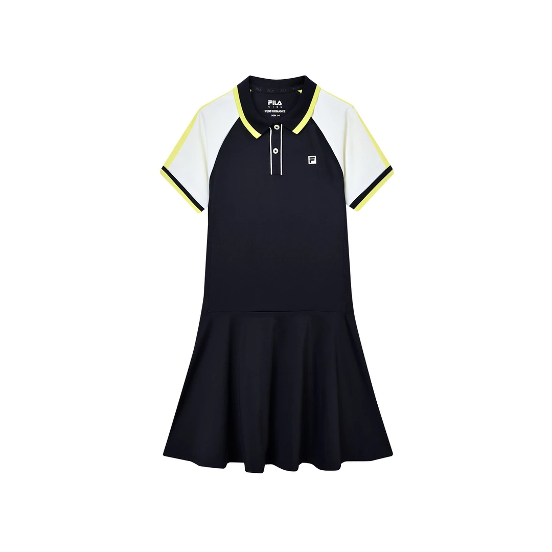 【运动网球】FILA斐乐儿童新款女童连衣裙针织翻领女裙K12G233315F