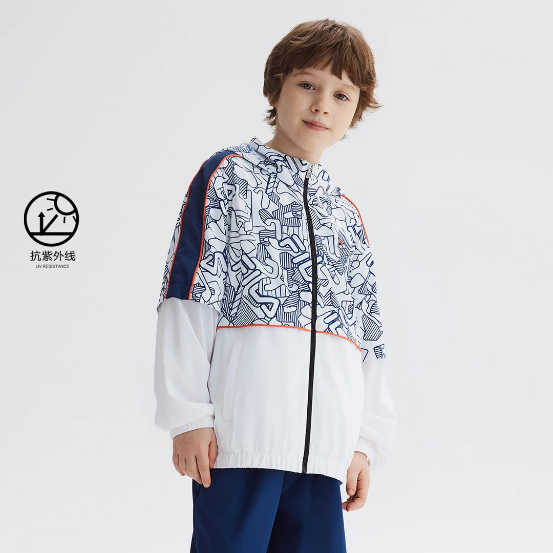 【清凉潮酷长袖】FILA斐乐儿童时尚男童夏轻薄户外风运动防晒衣童装