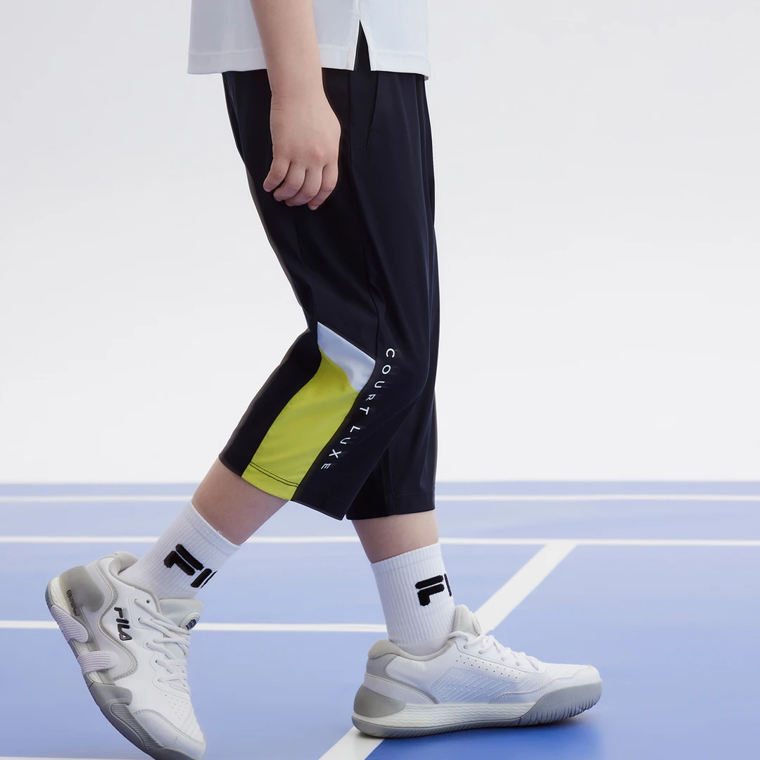 【透气撞色宽松】FILA斐乐儿童时尚大童男童透气七分裤亲肤短裤童装