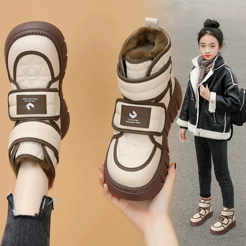 白色厚底雪地靴防滑2025新款冬季加绒加厚桑坡村棉鞋皮毛一体防水