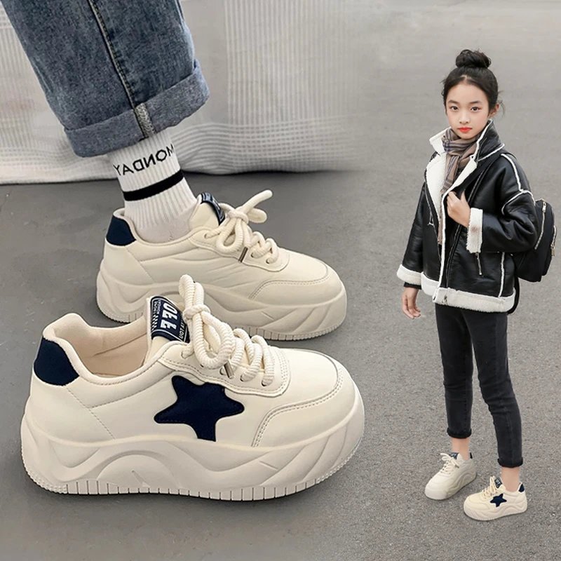 女童鞋子2025新款春秋休闲儿童运动鞋小女孩小白鞋中大童软底板鞋