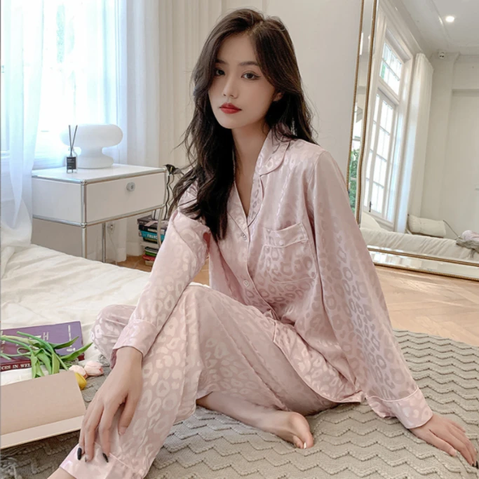 女款冰雪丝纯色提花睡衣夏季家居服804