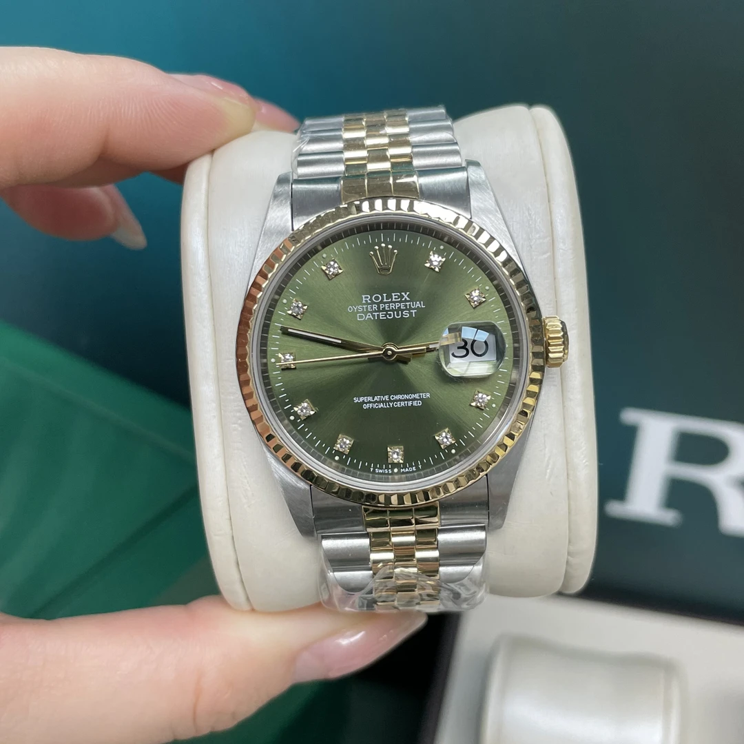 99新 Rolex/劳力士 奢侈品/日志间金橄榄绿盘36mm单表原钻