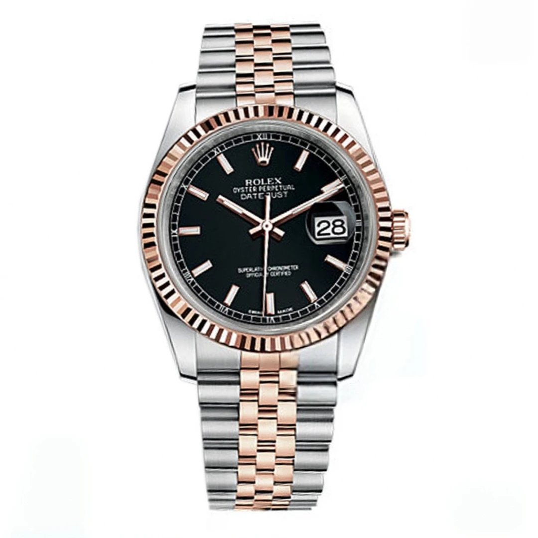 99新 Rolex/劳力士 奢侈品/日志116231黑盘玫瑰金36mm单表