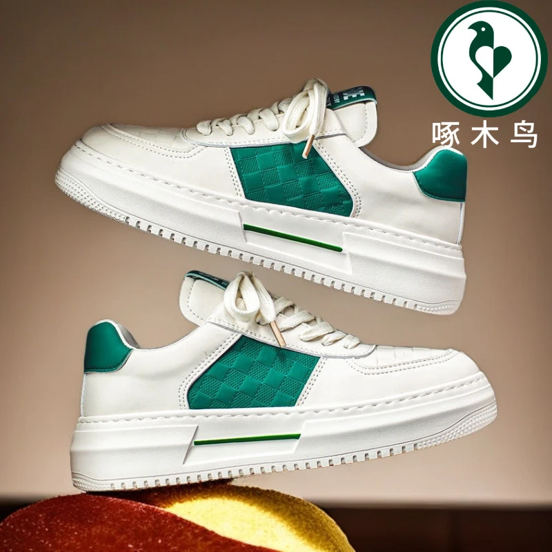【啄木鸟】正品新款板鞋春夏男鞋2025休闲潮牌运动高级感小白鞋
