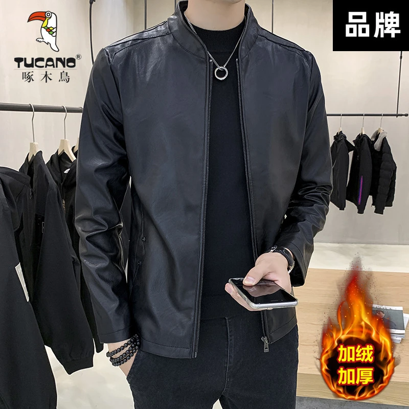 TUCANO/啄木鳥2022年秋冬新款皮衣男士外套皮夹克加绒加厚皮衣