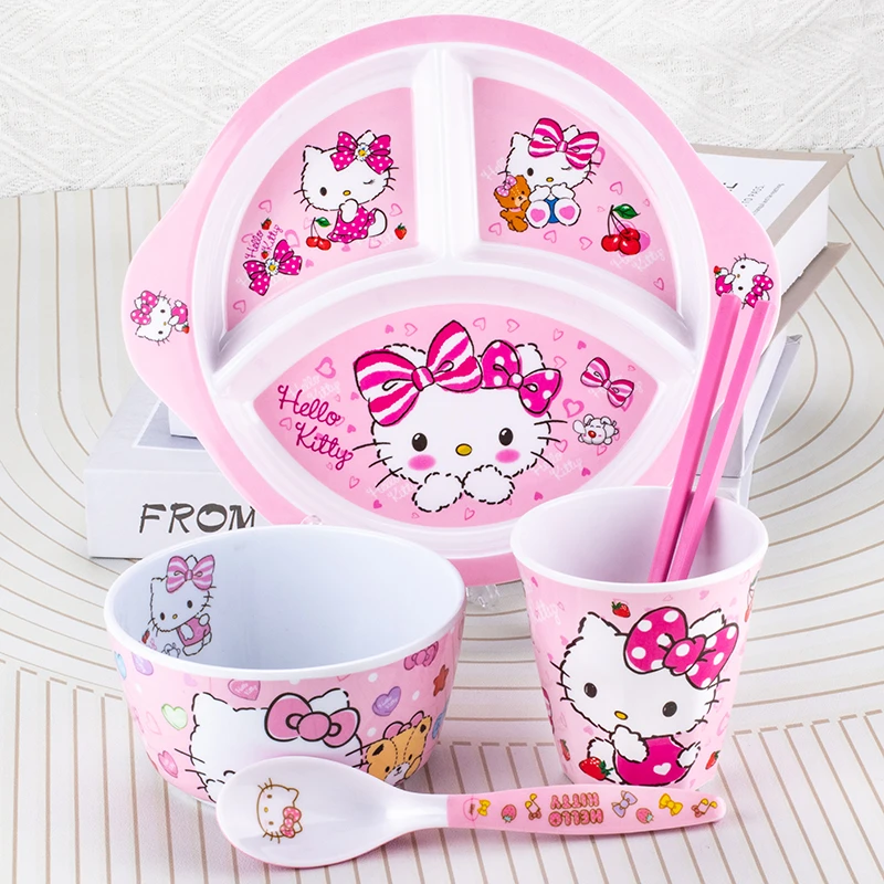 卡通儿童餐盘餐具套装宝宝辅食碗带手柄家用防烫耐摔小孩子吃饭碗