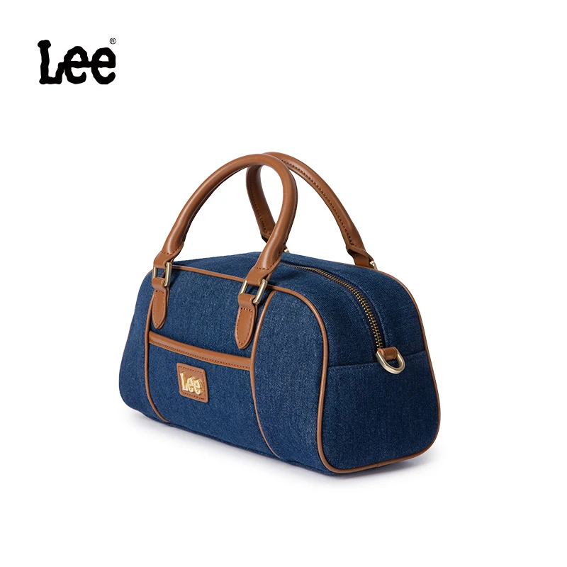Lee法式丹宁保龄球包百搭休闲时尚简约百搭女士单肩潮流小众手提C