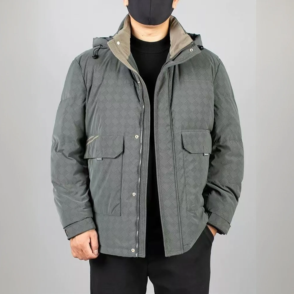 180-280斤大码加肥加大男士棋盘格暗花羽绒服外套557#