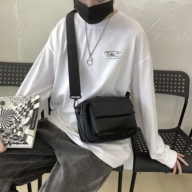 小米有品男士pu单肩包潮牌男士斜挎包邮差男包背包时尚包包ins手