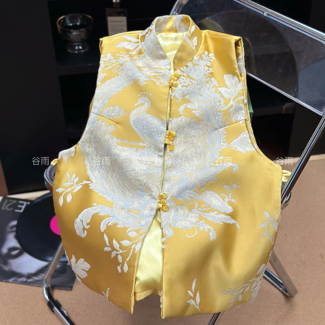 新中式国风复古气质重工刺绣立领时尚2024秋冬新款坎肩女士马夹