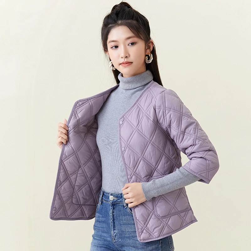 2025保暖棉衣女轻薄秋冬季时尚打底七分袖百搭韩版防寒棉服小棉袄