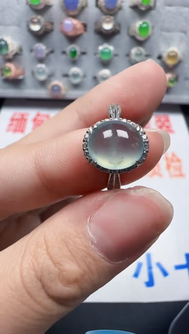 【闪购商品】翡翠戒指银S925镶嵌6213