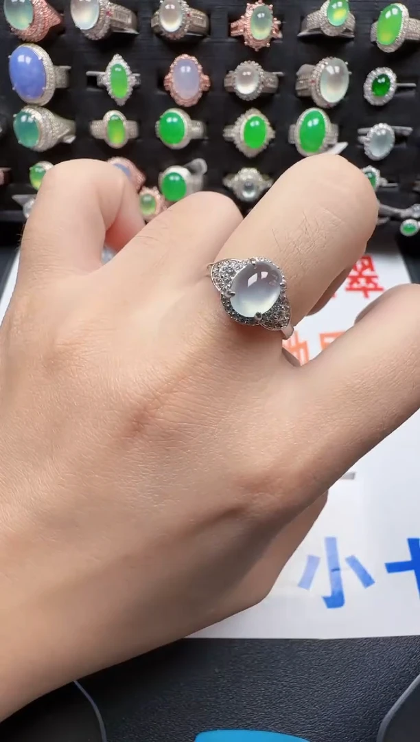 【闪购商品】翡翠戒指银S925镶嵌9081