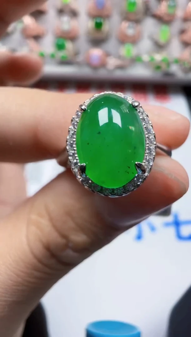 【闪购商品】翡翠戒指银S925镶嵌9157
