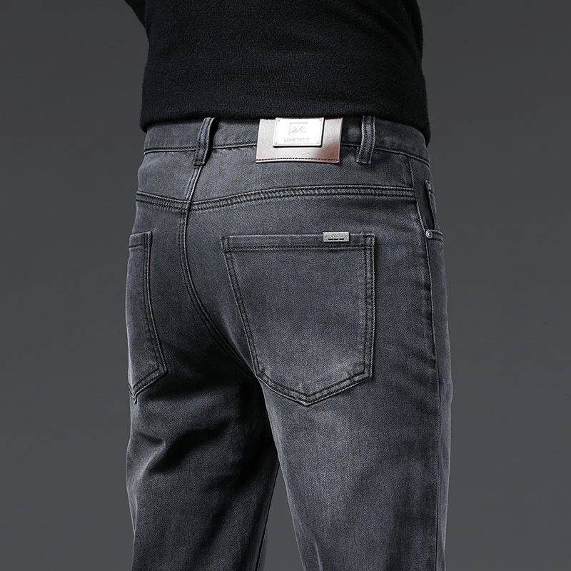 2024秋冬厚款男士牛仔裤修身小直筒中青年男装品牌高端裤子潮流