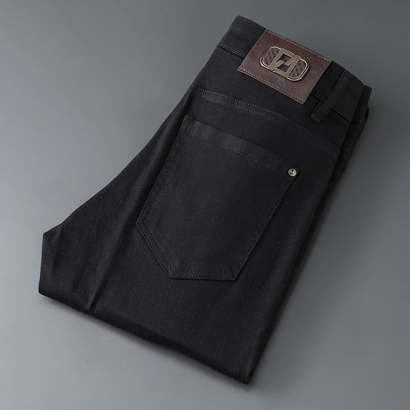 经典黑牛2024秋季新款男士牛仔裤修身小直筒男装中年裤子弹力百搭