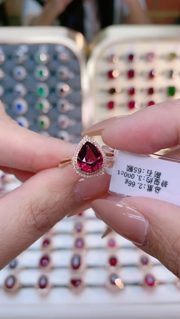 【闪购商品】碧玺18k金戒指18K金镶嵌-J