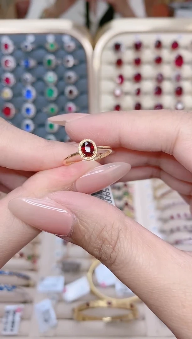 【闪购商品】红宝石18k金戒指18K金镶嵌-J