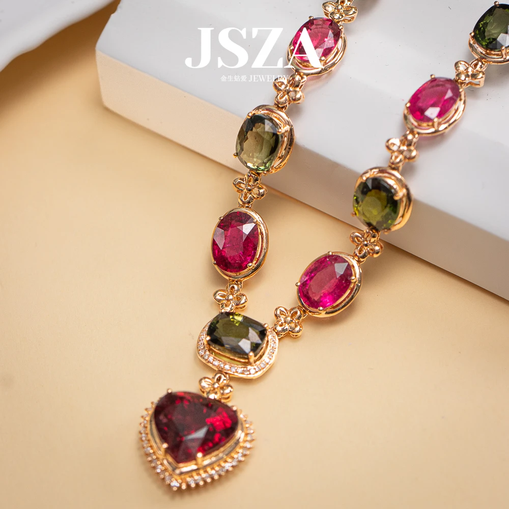 18K彩色碧玺大项链 23.75ct彩虹色大牌设计师设计同款 高级感满满