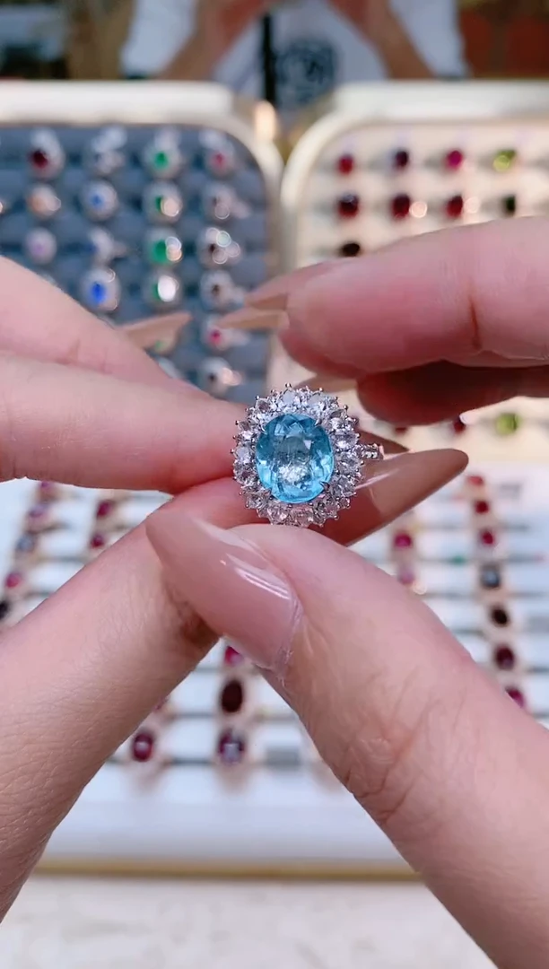 【闪购商品】海蓝宝石戒指18K金镶嵌-J