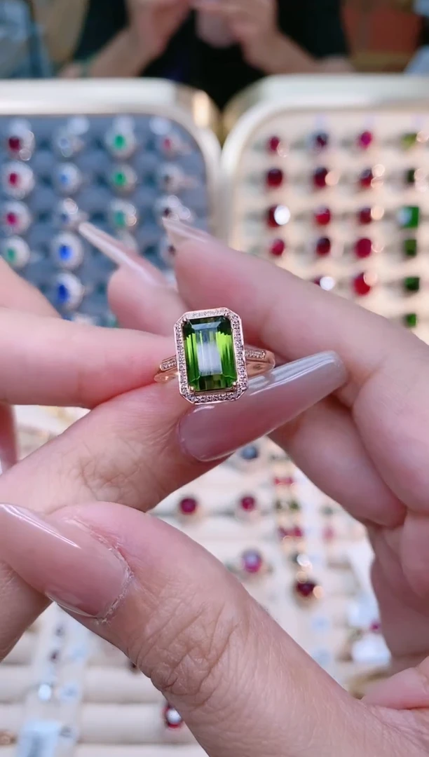 【闪购商品】碧玺18k金戒指18K金镶嵌1