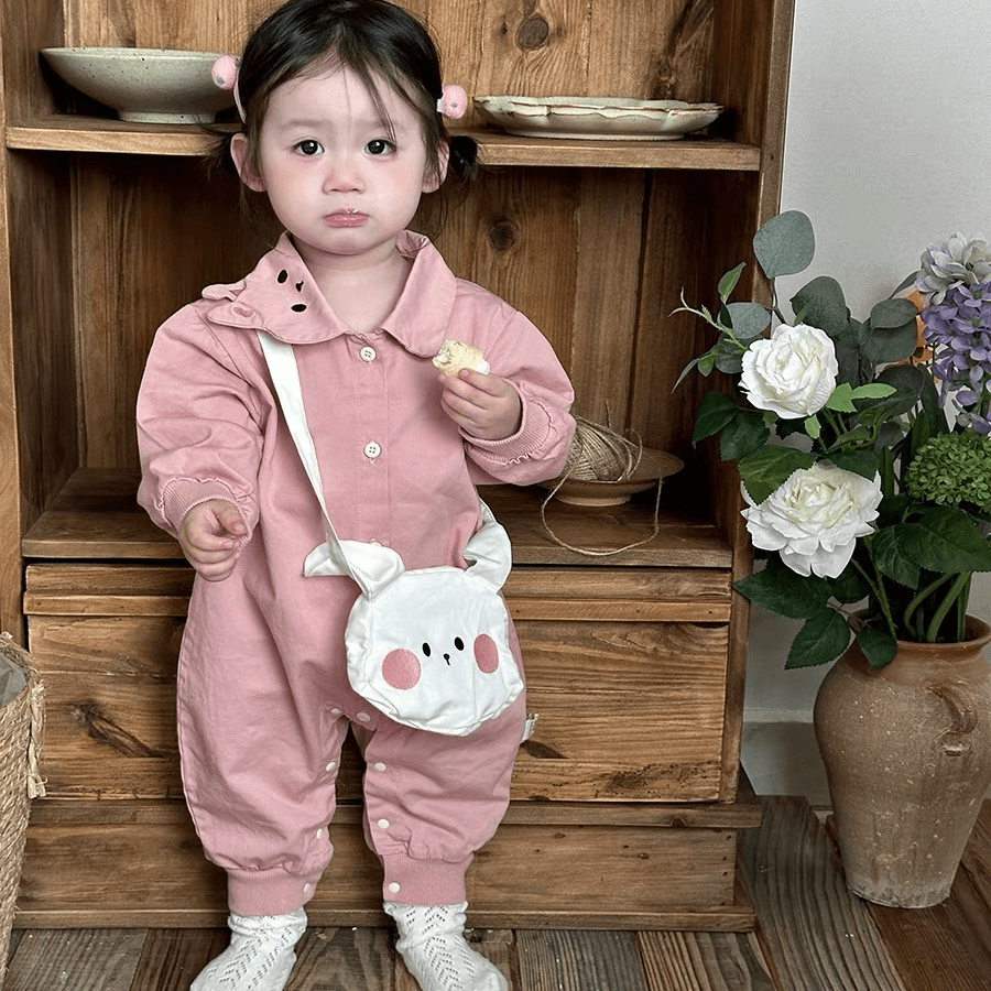 婴儿秋装女宝宝可爱兔子连体衣百天洋气公主外出服哈衣秋季衣服
