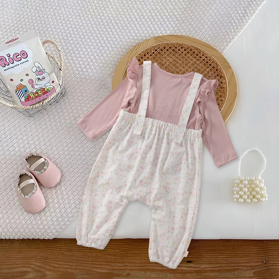 女童秋季套装甜美可爱外出服宝宝秋装洋气上衣洋气背带裤两件套