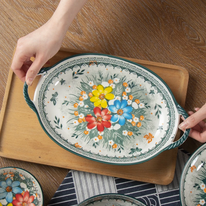 长31cm高4cm  13英寸   外贸梦玲花内花鱼盘 单只装