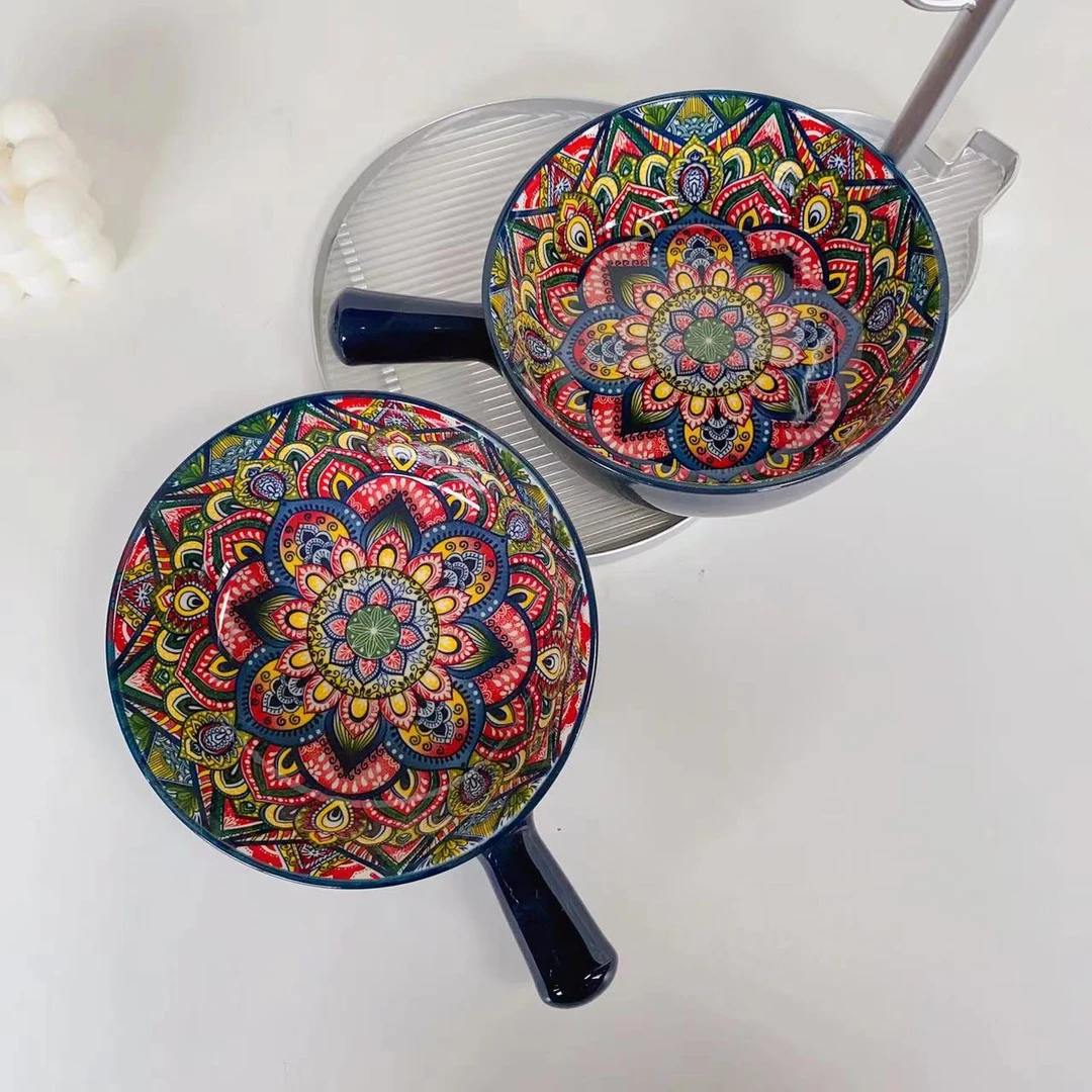 5281 蓝波西手柄碗 两只装