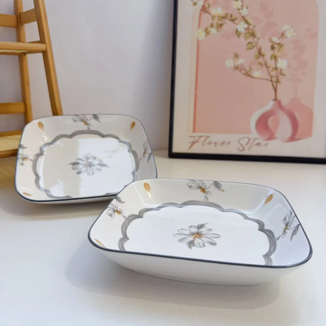 1021春风十里系列7英寸正方盘两只装长18高3.5