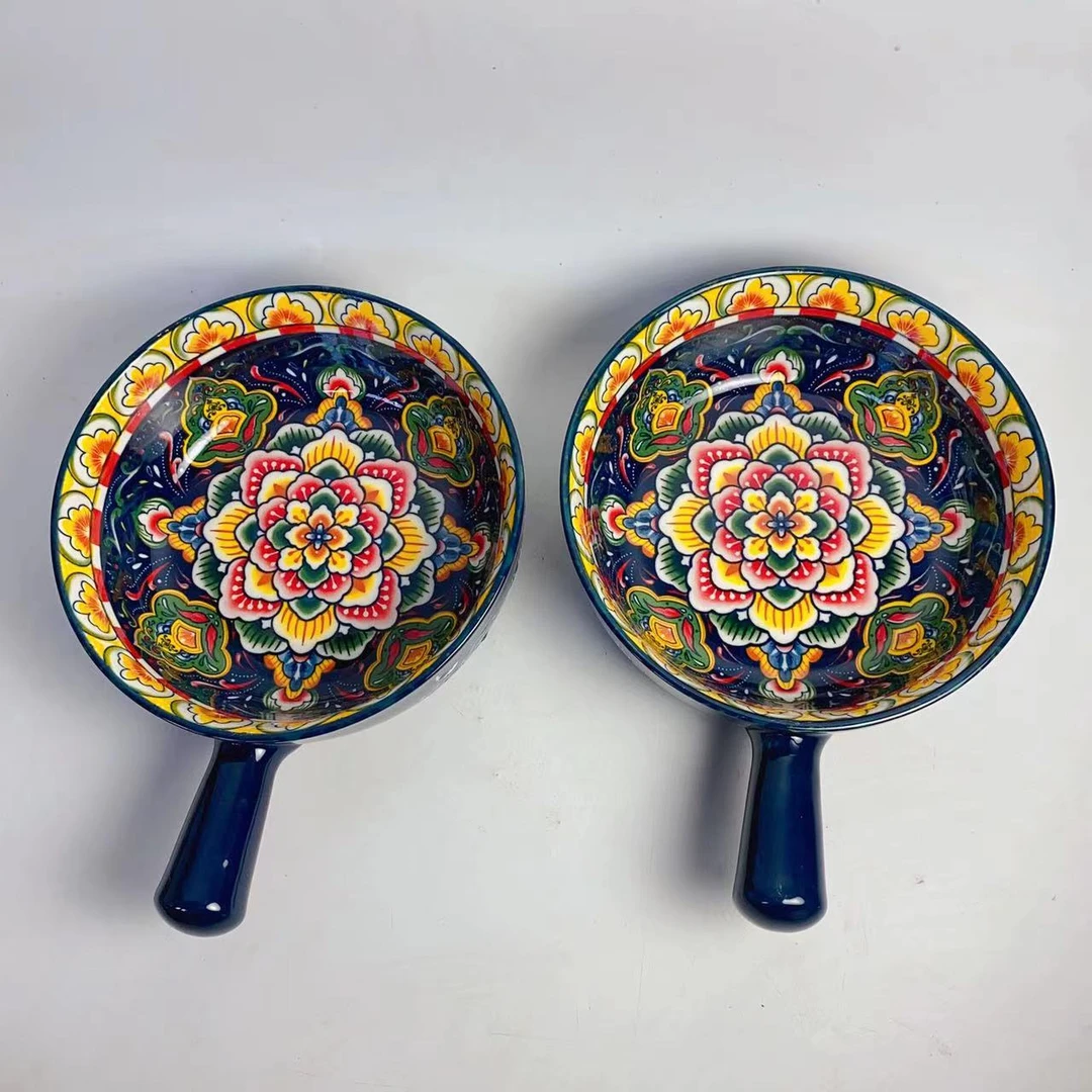 5203盛世牡丹加厚手柄碗两只装（带把手8.5英寸） 长21.5 高5