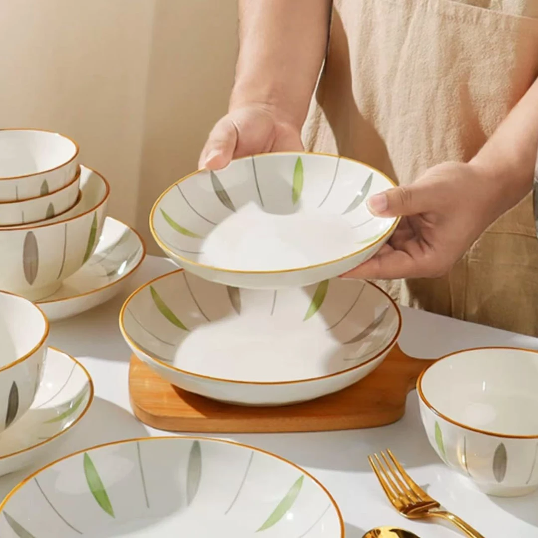 893春之柳系列釉下彩7英寸深菜盘四只装