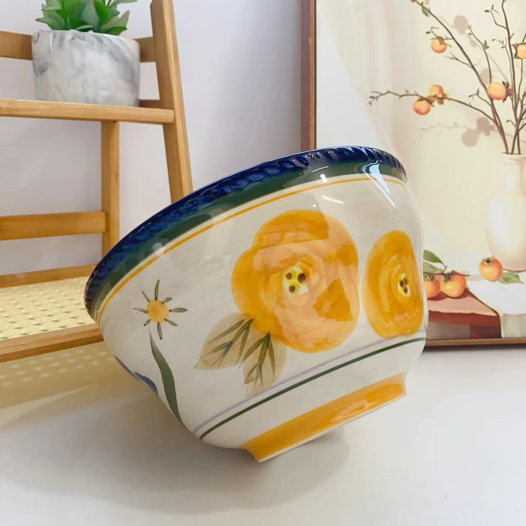 861花前悦语系列纯人工手绘高端大汤碗8英寸单只装 长20高11.5