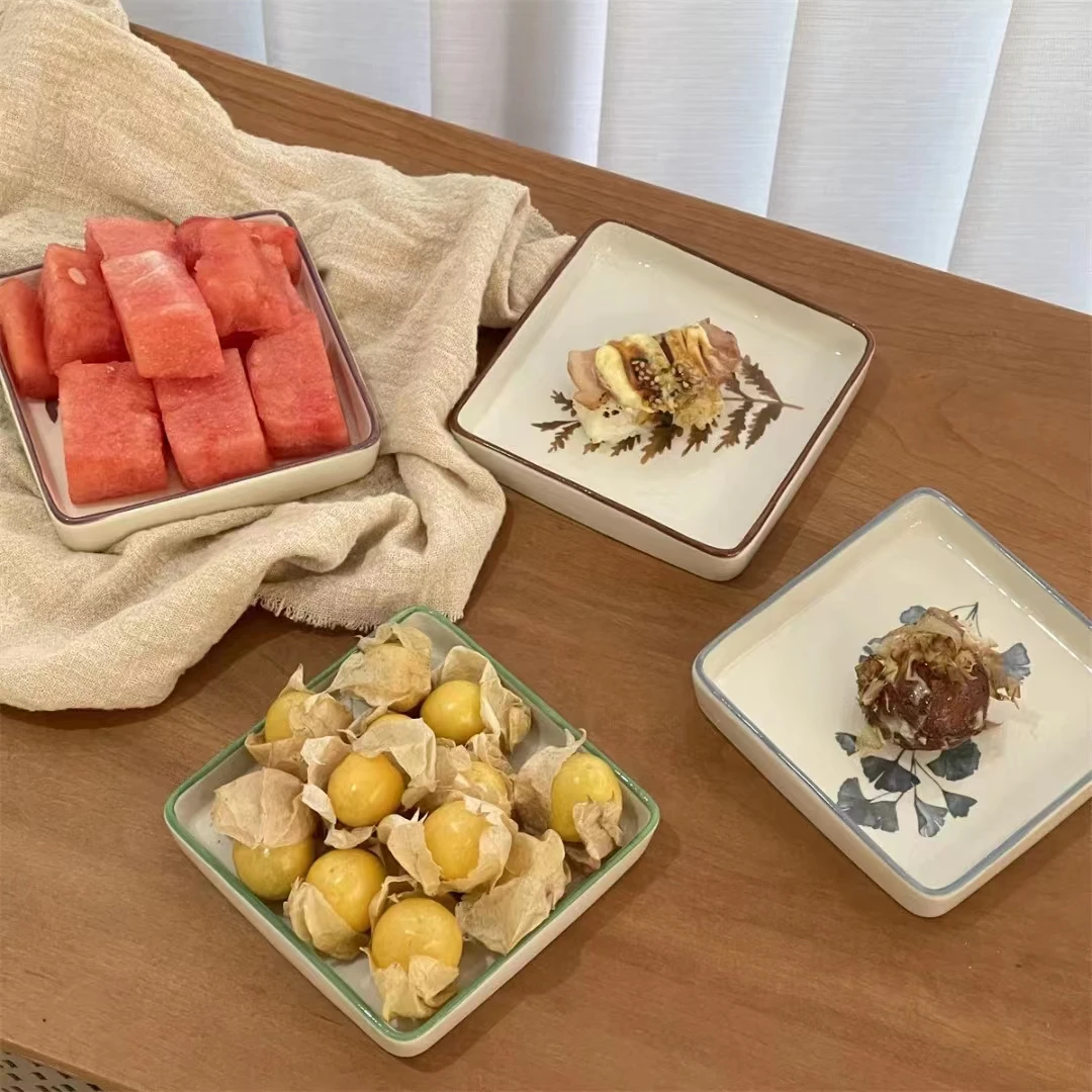 外贸原单陶瓷彩绘小蝶四件套