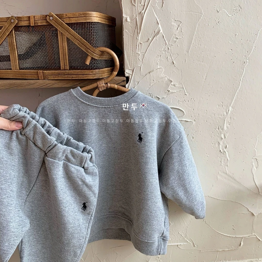 秋冬男女童羊羔绒加厚儿童卫衣套装洋气韩版休闲上衣卫裤靓两件套