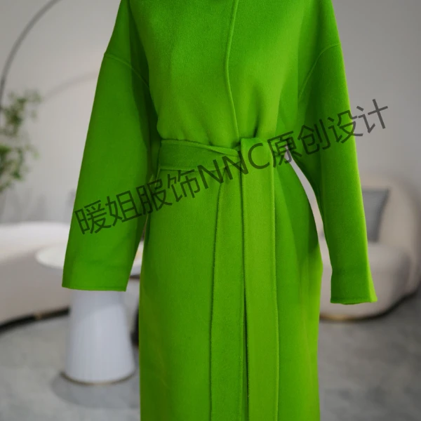【NNC】(真)100极细美丽羊毛大衣 166绿（含本布腰带）