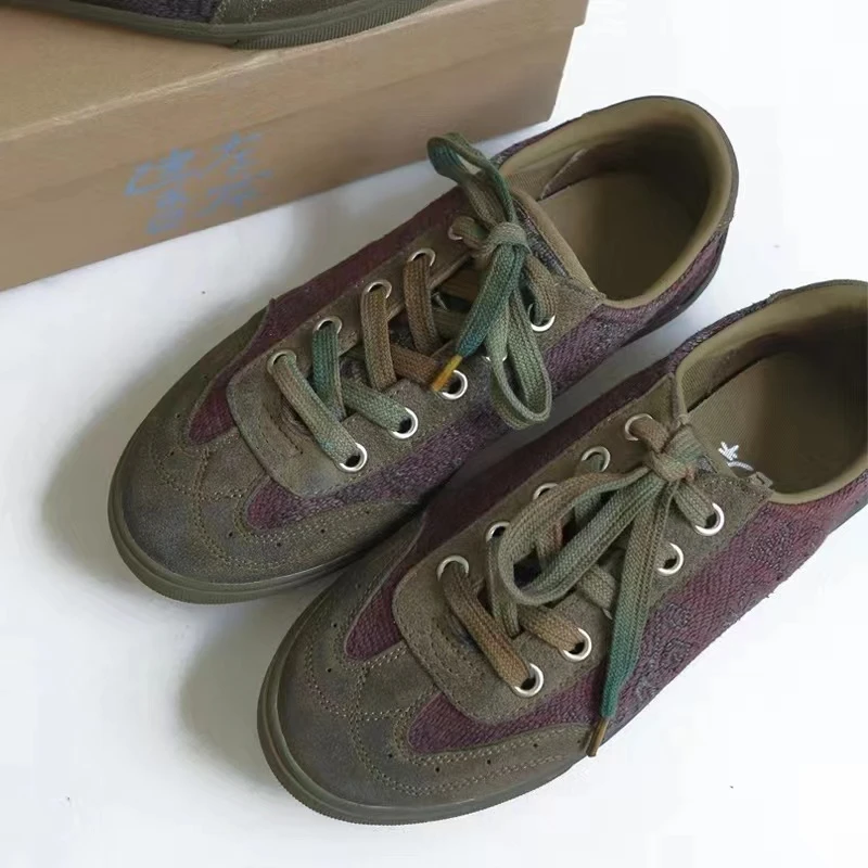 绒布鞋时尚绿色低帮