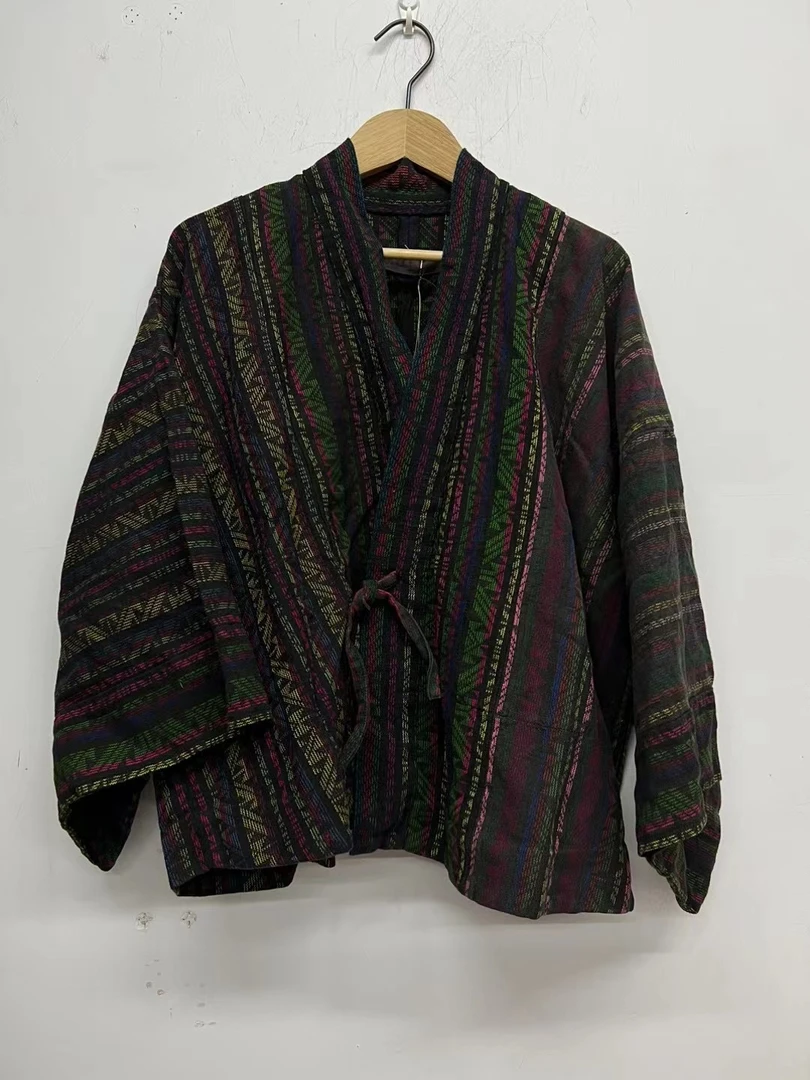 左岸迷香条纹二色短外套（植物染）