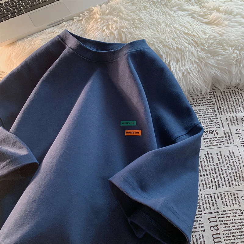 @MXD 260g重磅美式复古短袖T恤男oversize潮牌小绣标五分半袖体恤