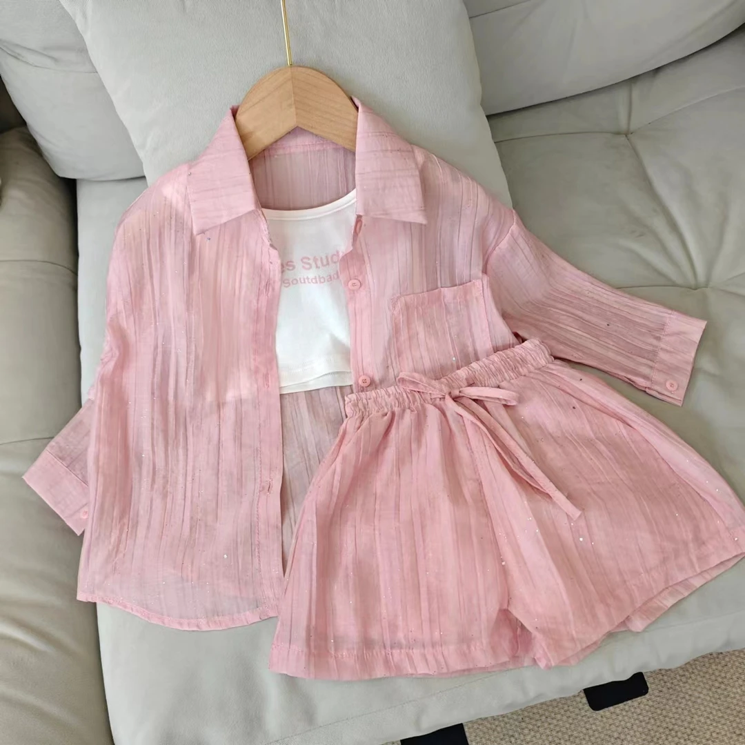 女孩子夏季套装2024新款儿童女夏天防晒衣女童夏装时髦洋气套装