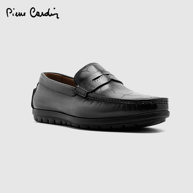 皮尔卡丹头层压纹牛皮轻盈乐福鞋