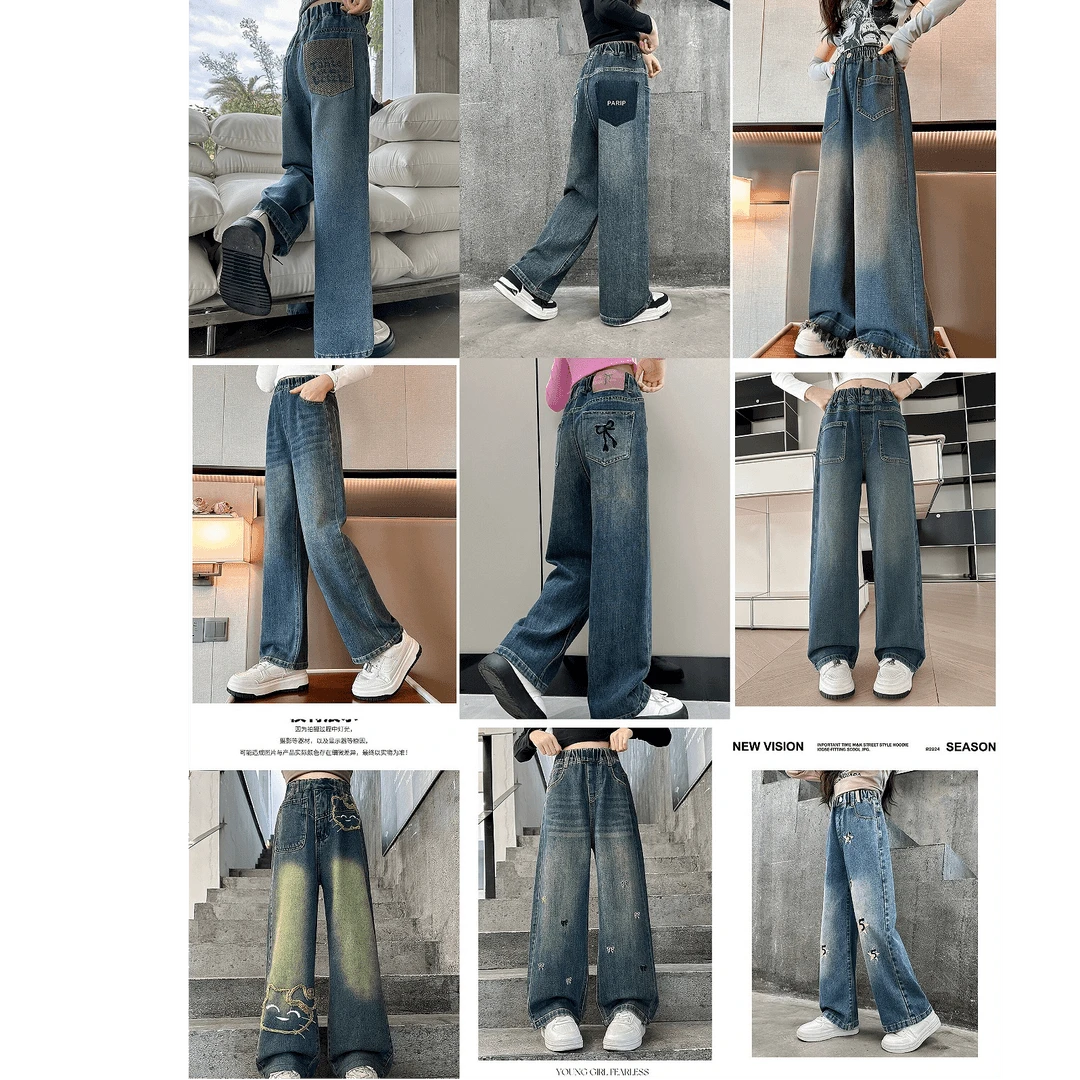 女童裤子牛仔喇叭裤春秋装新款中大童韩版弹力裤洋气长裤秋季裤子