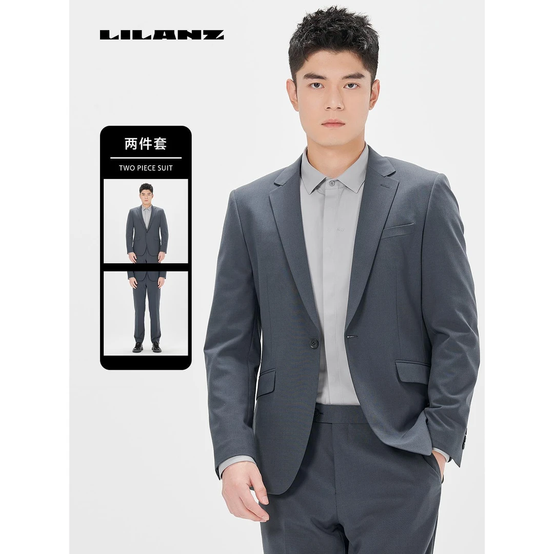 高端色系涤氨混纺抗皱仿毛手感 【利郎春季轻套西】-灰蓝 24 CXF 23