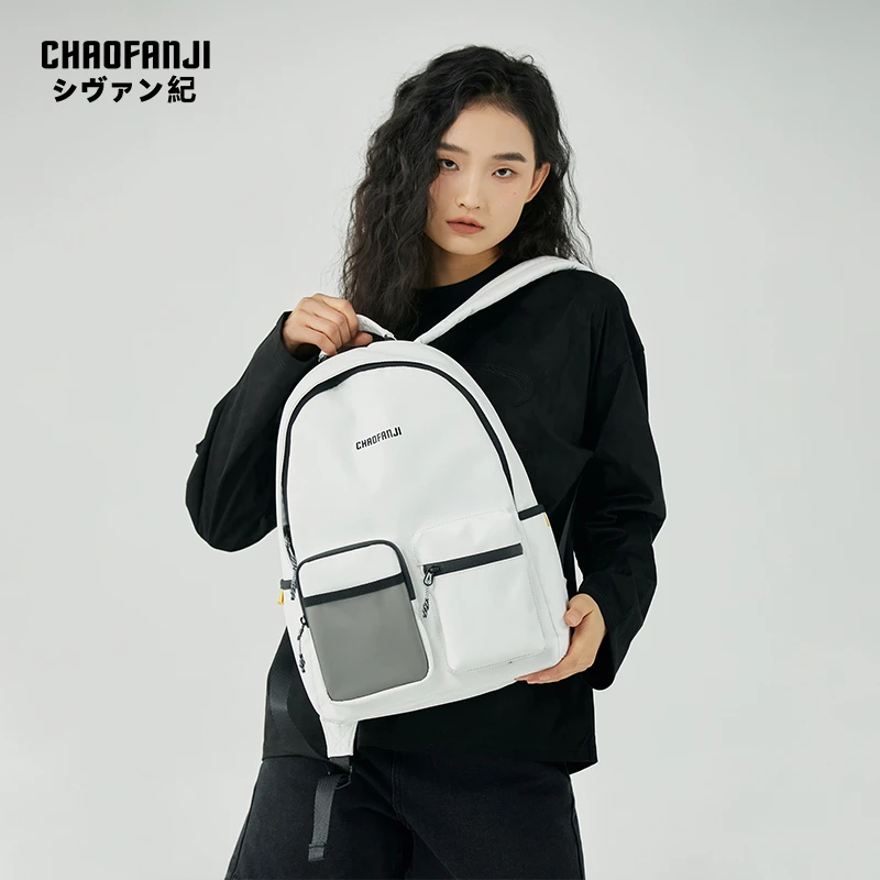 CFJ 日系甜酷风初高中学生书包女轻便百搭双肩包简约男大容量背包